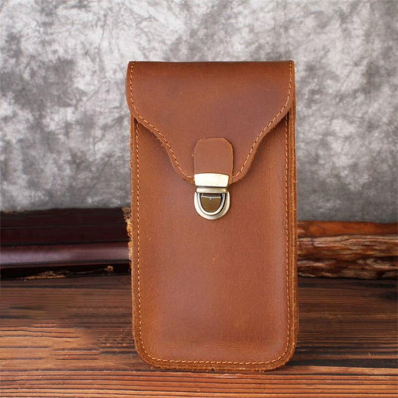 Leather Retro Mobile Phone Bag Outdoor Portable Mobile Phone Protective Cover Home Mobile Phone Storage Bag