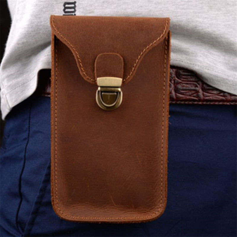 Leather Retro Mobile Phone Bag Outdoor Portable Mobile Phone Protective Cover Home Mobile Phone Storage Bag