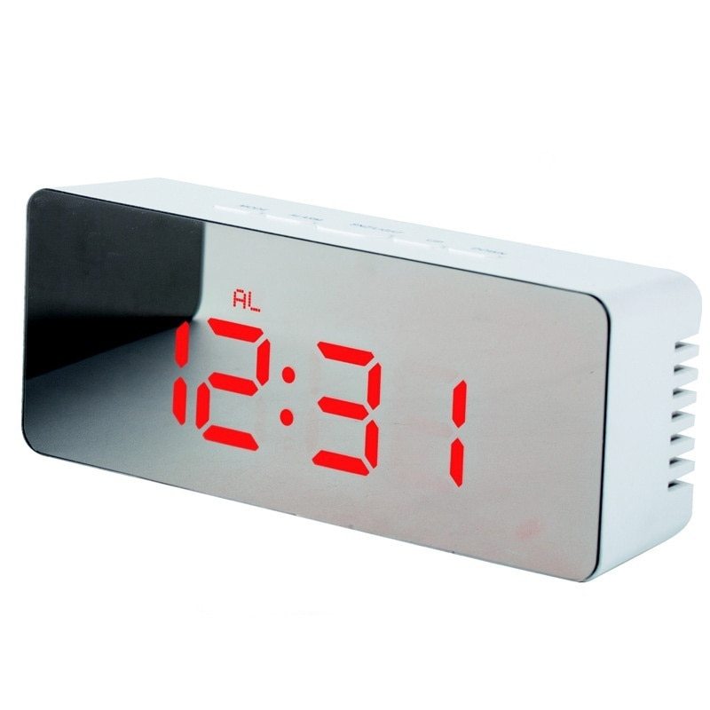 Digital LED multi-function mirror clock