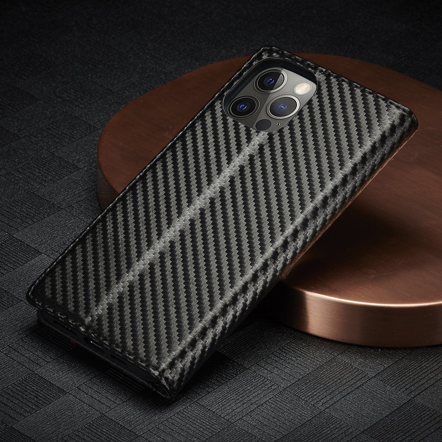 Leather Case Carbon Fiber Magnetic Mixed Style Protective Shell Phone Case