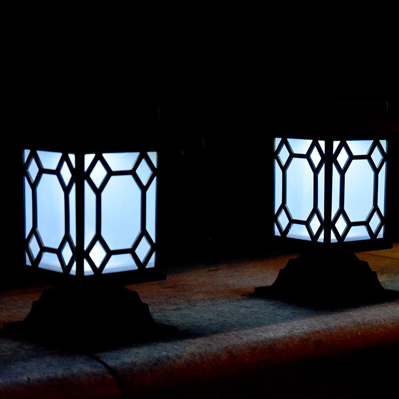 Solar powered lamp in the courtyard garden of Xiaogong