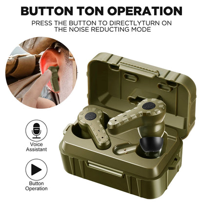 Tactical Noise Reduction Headset Rechargeable Pickup Hearing Shooting Earplugs