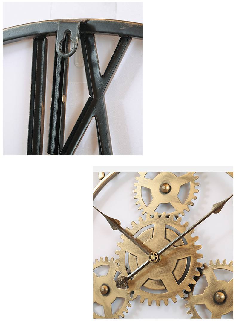 American Antique Iron Gear Wall Clock