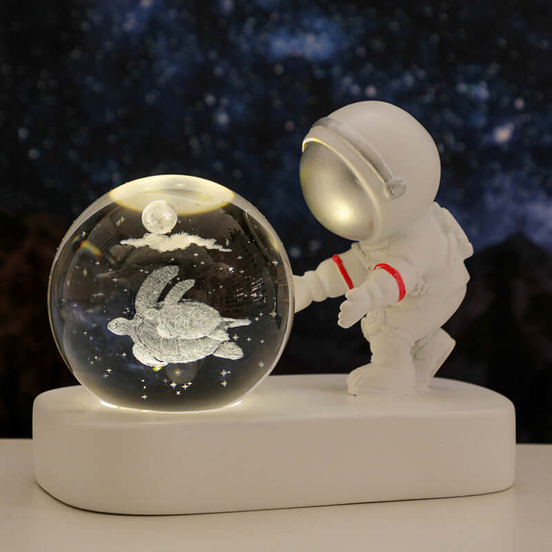 Glowing Planetary Galaxy Astronaut Crystal Ball Night Lights USB Power Warm Bedside Light Brithday Gift Night Lamp