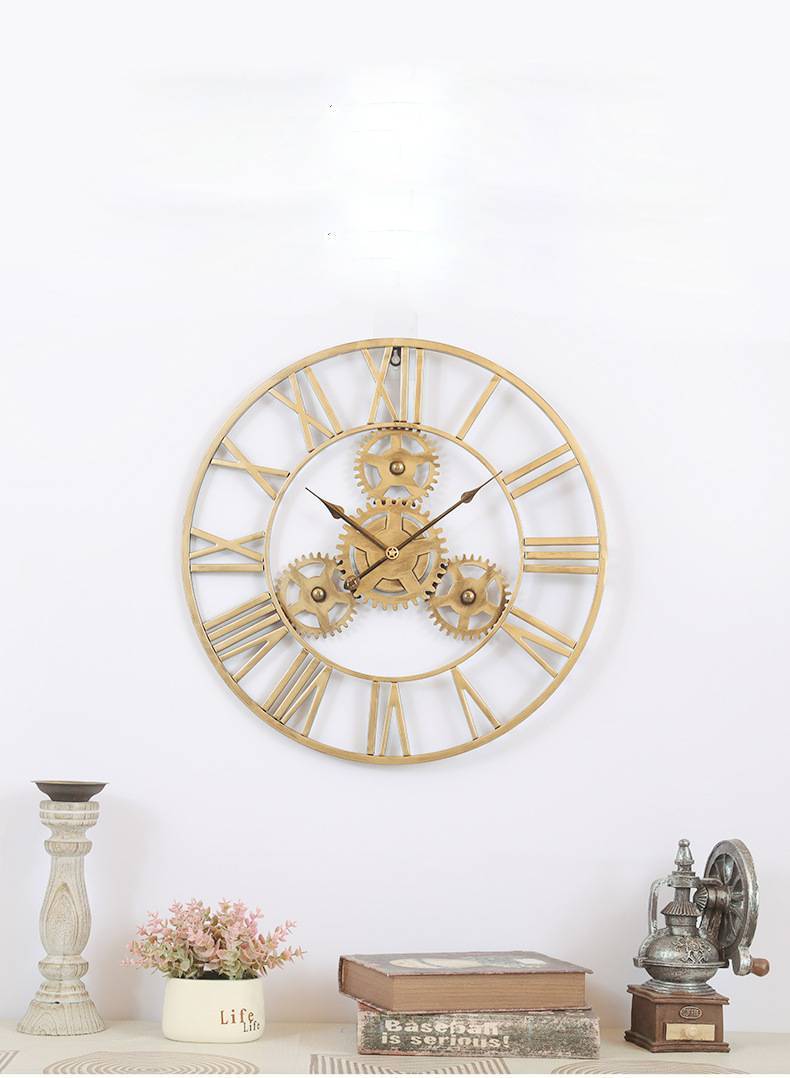 American Antique Iron Gear Wall Clock