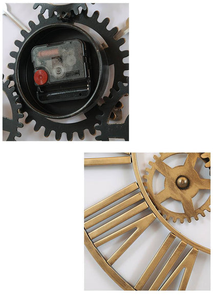 American Antique Iron Gear Wall Clock