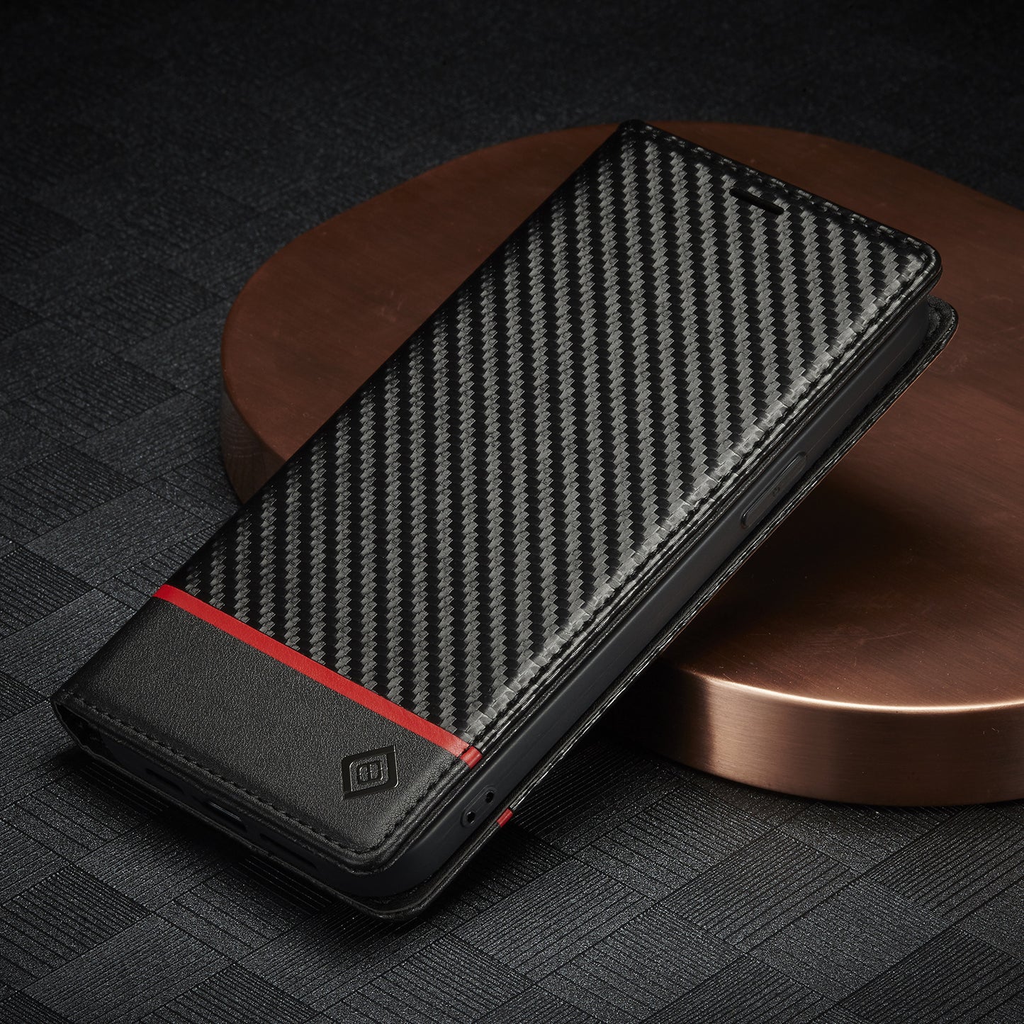 Leather Case Carbon Fiber Magnetic Mixed Style Protective Shell Phone Case