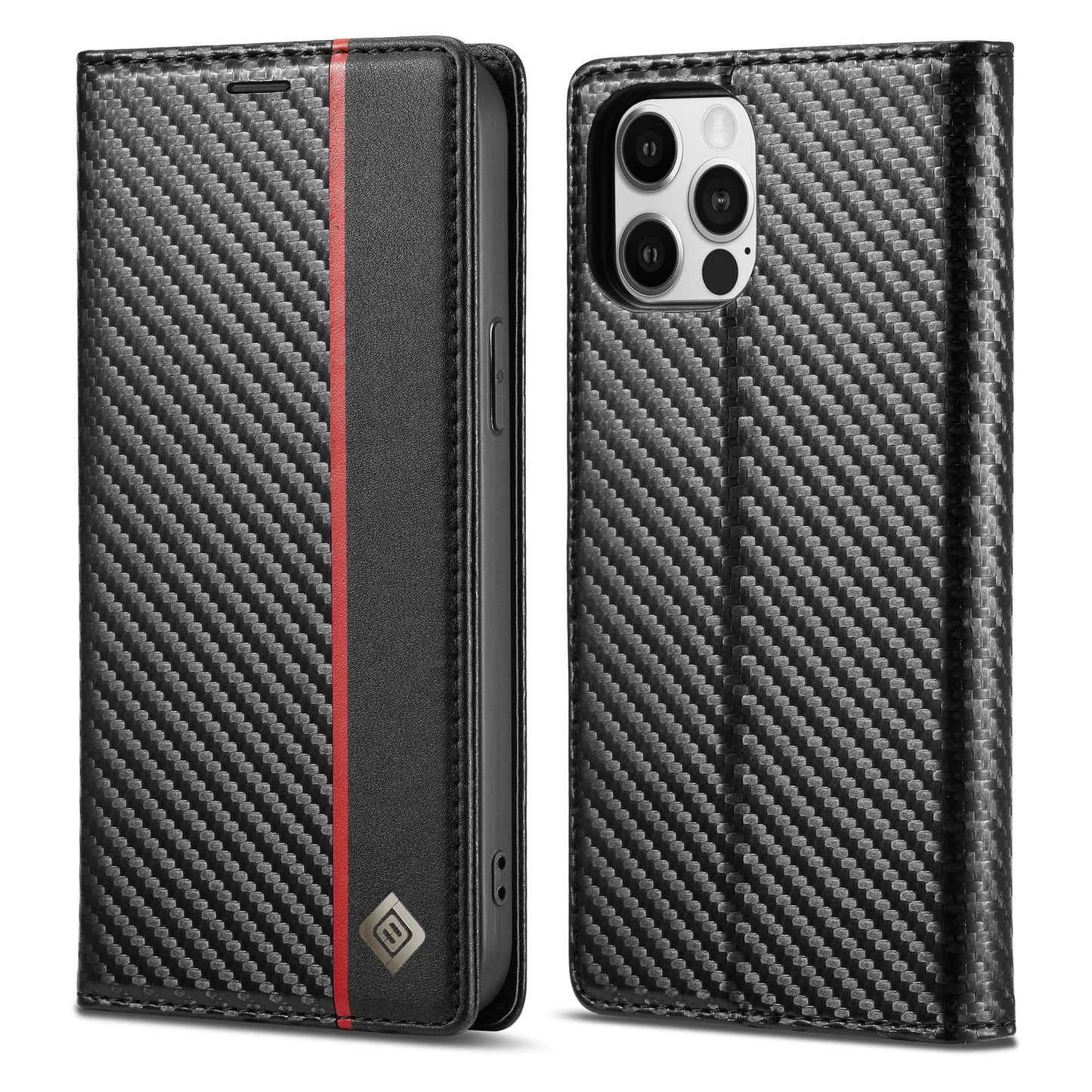 Leather Case Carbon Fiber Magnetic Mixed Style Protective Shell Phone Case