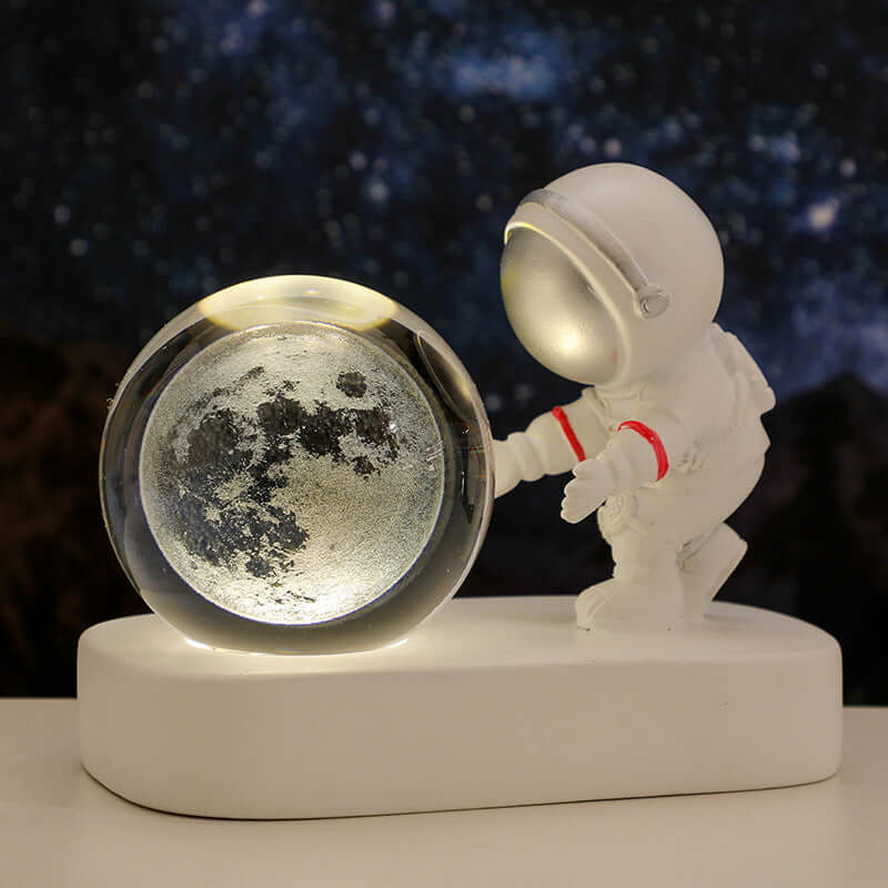 Glowing Planetary Galaxy Astronaut Crystal Ball Night Lights USB Power Warm Bedside Light Brithday Gift Night Lamp