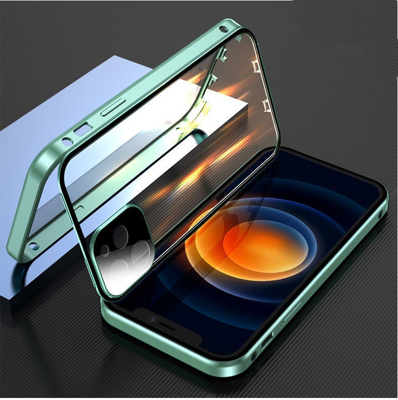 Metal Frame Snap Double-sided Glass Phone Case