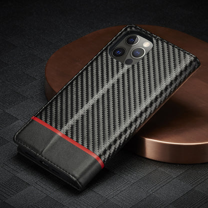 Leather Case Carbon Fiber Magnetic Mixed Style Protective Shell Phone Case