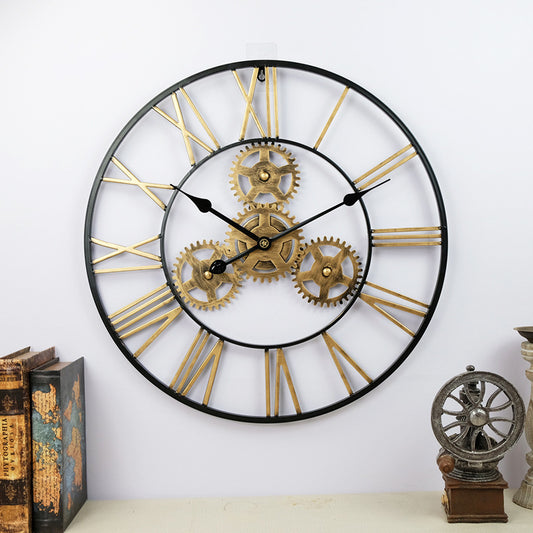 American Antique Iron Gear Wall Clock