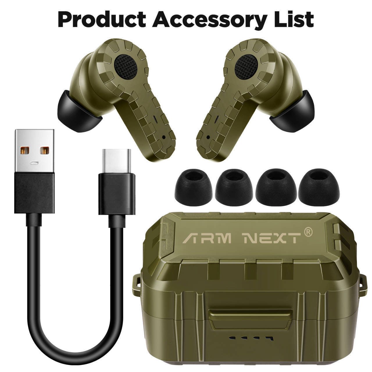 Tactical Noise Reduction Headset Rechargeable Pickup Hearing Shooting Earplugs