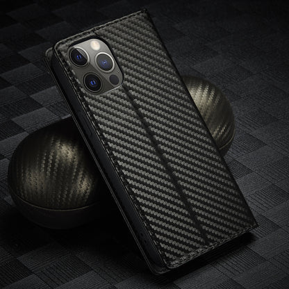 Leather Case Carbon Fiber Magnetic Mixed Style Protective Shell Phone Case